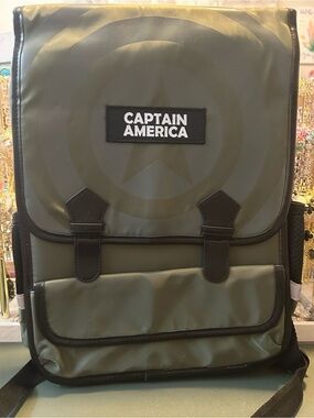 Marvel Captain America Olive Green Backpack with Black Accents